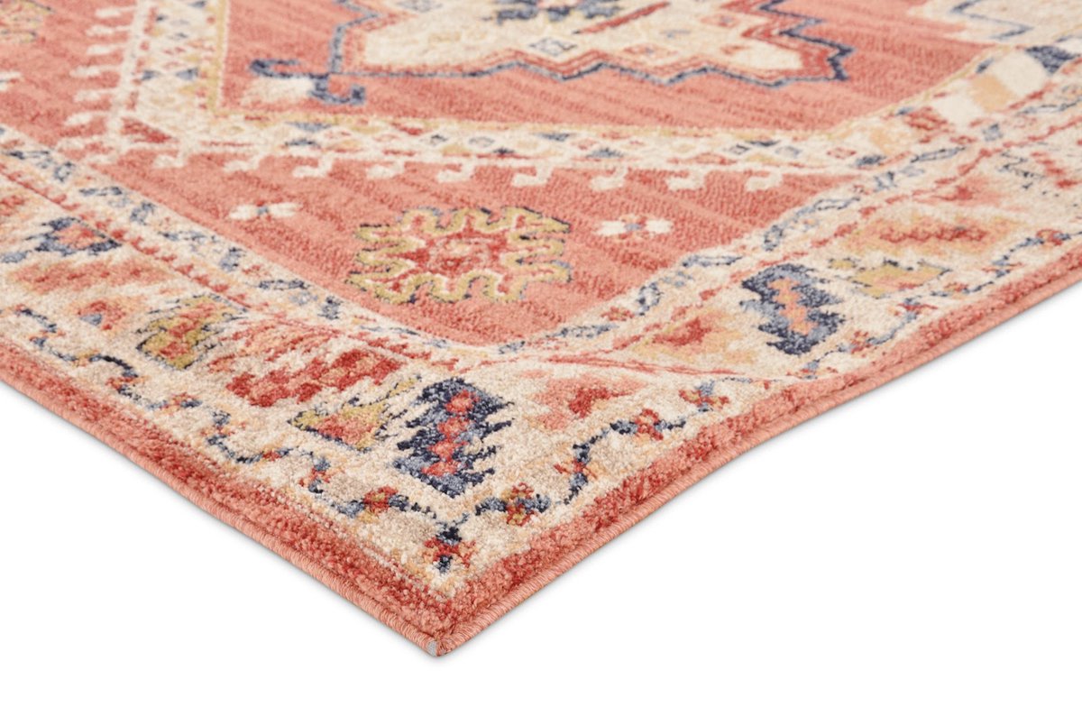 Vercai Rugs Florence Collectie - Laagpolig Vloerkleed - Polypropyleen - Rood / Ivoor