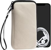 kwmobile Telefoontasje geschikt voor XL - 6,7/6,8" smartphones - Universeel smartphone hoesje van canvas - 17,2 x 8,4 cm - In crème