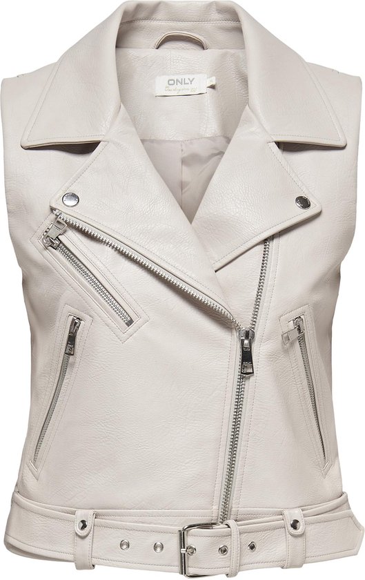 ONLY Gilet Femme Faux Cuir Onlvera – Veste Sans Manches Simili Cuir Élégante Coupe Classique