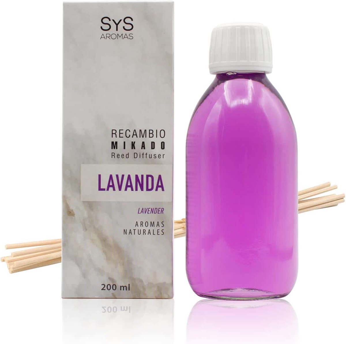 SyS Aroma Geurstokjes Navulling - Lavendel - 100% Natuurlijk - Kalmerend & Rustgevend - 200ml