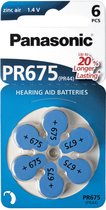Pile pour prothèse auditive Panasonic Zinc Air PR675 (bleu) 6 pièces