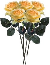 Emerald Kunstbloem roos Simone - 5x - geel - 45 cm - decoratie bloemen