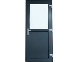 Antraciete Kunststof Deur | Antraciete PVC Deur - 98 x 215 - Linksdraaiend (klink rechts van binnen)