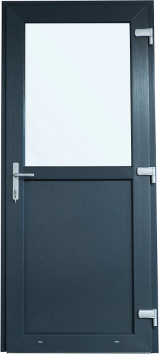 Antraciete Kunststof Deur | Antraciete PVC Deur - 98 x 215 - Linksdraaiend (klink rechts van binnen)
