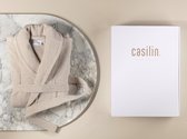 Casilin - Unisex Badjas Fleece en Katoen Badstof - Dames en Heren - Cadeau incl Luxe Geschenkdoos - Beige - Maat XL