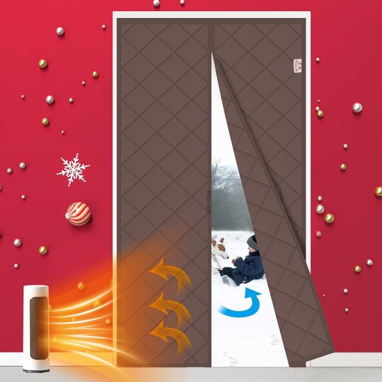 Magnetisch warmtewerend gordijn, thermo-deurgordijn, 100 x 210 cm, winddicht, warmtebescherming voor balkondeur, Oxford-doek met polyester, katoen, warm, voor de winter