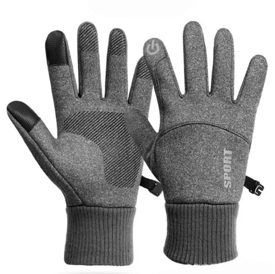 Fleece gevoerde handschoenen grijs Maat L - Waterdichte Touchscreen handschoenen - Winter 2023 - Scooter / Fiets / Wandelen - Heren en Dames - Sport - Touchscreen - Maat L - Grijs - Sinterklaas - Kerst