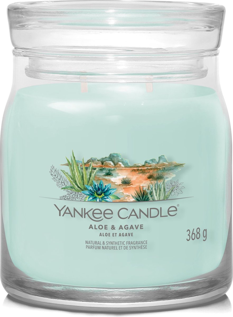 Yankee Candle Aloe & Agave Medium Geurkaars - 50 branduren - 2 lonten Lichtgroen
