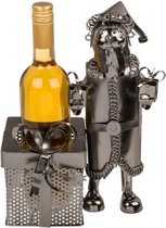 Wijnfles houder-Kerstcadeau-Metalen kerstman-Metal bottle holder, Santa Claus-Wijncadeau-cadeau kerst