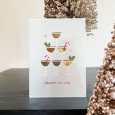 10x Kerst Ansichtkaart - Goudfolie - Met enveloppen - Cheers on you