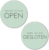 Label2X - Winkelbordje Open en Gesloten 20 x 20 cm - Mint