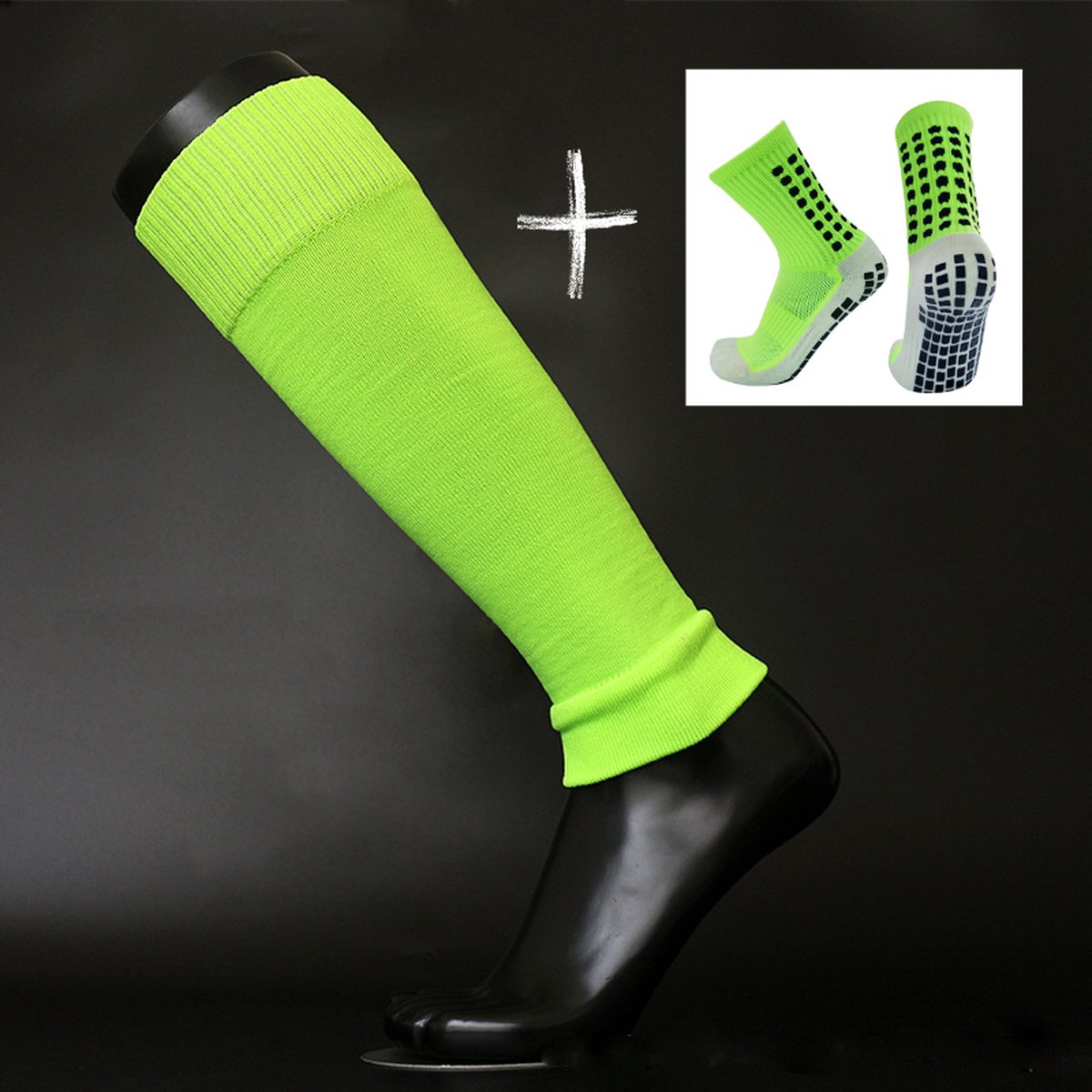 Knaak Voetloze sokken + Gripsokken set - Footless - Antislip - Neon