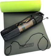 db SKILLS Yoga mat - Fitness mat - Sport mat - Yogamat anti slip - Duurzaam TPE materiaal - Nu met GRATIS Draagtas en draagriem - Kleur: groen/zwart