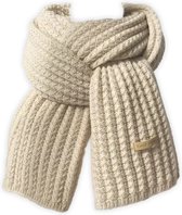Gebreide wollen sjaal | winter warme sjaal | beige | heren | dames | 180 x 30 cm
