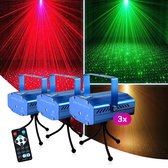Lampe Disco LED Laser - Éclairage de fête Enfants - Set de 3 Pièces