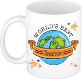 Bellatio Decorations Cadeau koffie/thee mok voor leraar - beste leraar - oranje - 300 ml