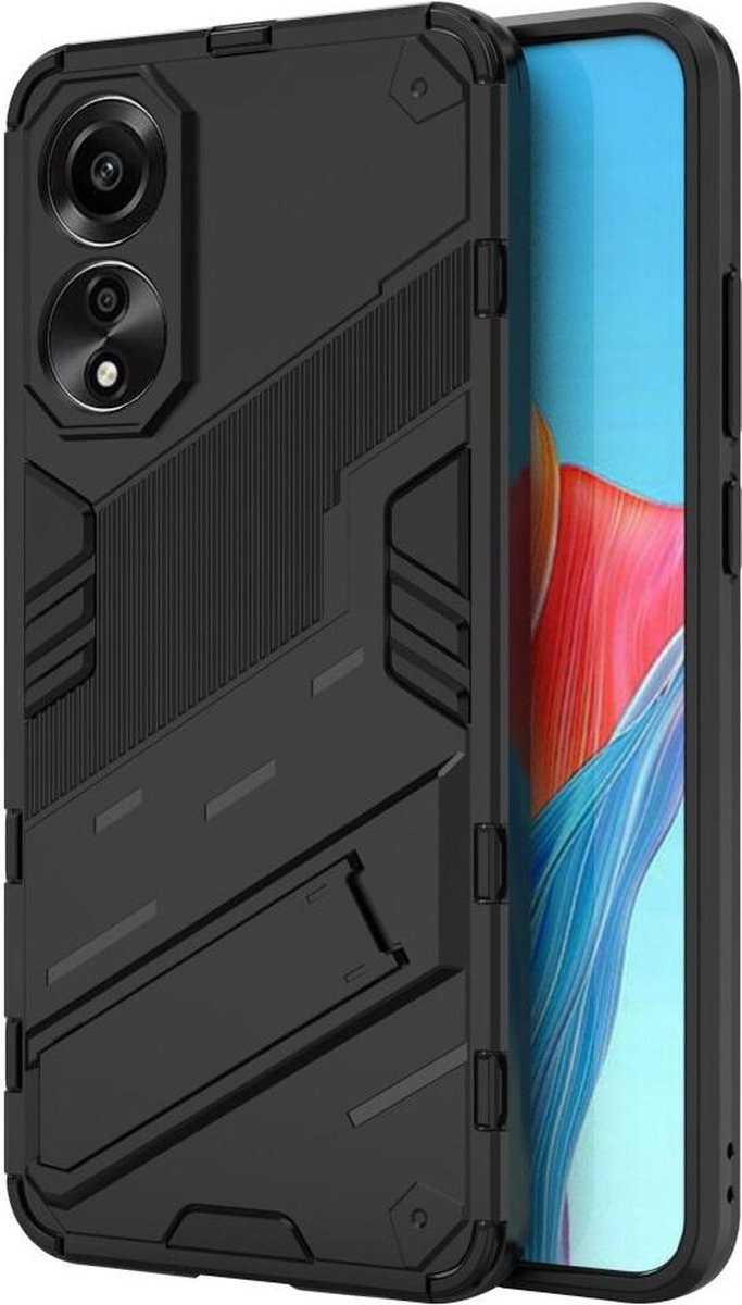 Oppo A78 4G Hoesje Shockproof Kickstand Back Cover Zwart