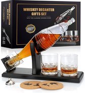 Whiskykaraf - whiskykarafset 650 ml - whiskyset - cadeaus voor mannen - herencadeaus - inclusief whiskykaraf met 2 whiskyglazen set, kerstcadeaus, verjaardagscadeau voor mannen...
