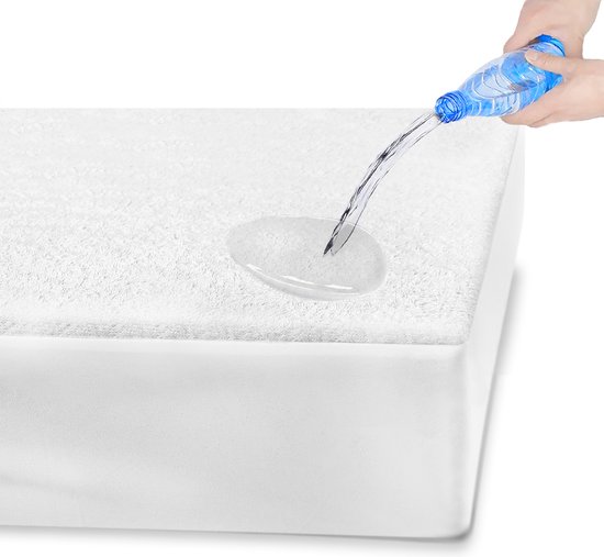 Waterdichte Molton 90x210- Hoeslakenbadstof - Antibacteriële - Rondom Elastiek - Wit - 200 GSM - Waterdichte Matras Beschermer Incontinentie Matrasbeschermer - 90 x 210