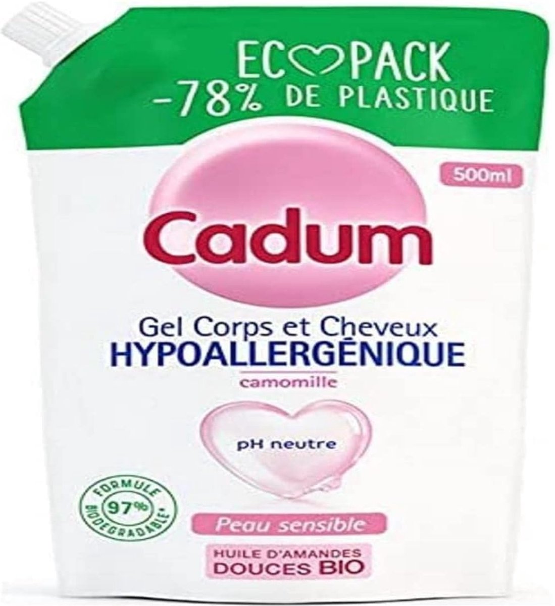 Cadum Hypoallergénique Gel Douche Ecopack Hypoallergénique Camomille 500ml