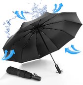 Parapluie tempête K&L pliable - Résistant aux tempêtes jusqu'à 100 km/h - Pliable automatiquement - Incl. Housse de protection et étui de voyage - Zwart