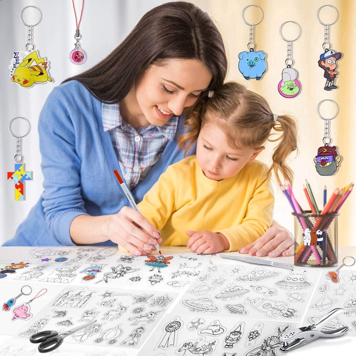 BOTC Krimpfolie set - 164-Delig Krimpie Dinkie Pakket - Knutselen Krimpie Dimpie - Sieraden en sleutelhangers maken — cadeau in Hobby - foto 8