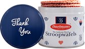 Stroopwafel Cadeau Blik 'Thank You' - Doos met 12 blikjes - 8 Stroopwafels per blik (96 Koeken)