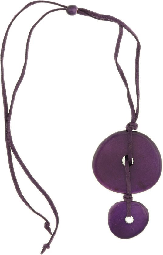 Behave Collier long femme violet avec pendentifs ronds 65 cm