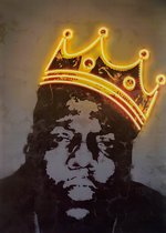 Poster The Notorious B.I.G. neon - 50x70cm - Canvas materiaal - Biggie Smalls - Hiphop wanddecoratie - Rap muurposter - In te lijsten