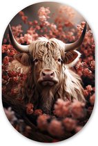 Miroir mural ovale 40x60 cm - Miroir mural ovale Highlander écossais - Animal - Nature - Fleurs - Botanique - Décoration murale en plastique - Tableau ovale - Décoration murale salon - Peintures - Forme miroir ovale sur plastique