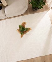 Tapis carré Scandinave - Contour Feuille crème 100x100 cm