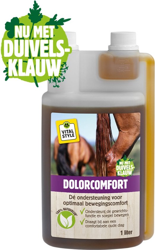 VITALstyle Dolorcomfort - Paarden Supplement - Ondersteuning Voor Optimaal Bewegingscomfort - Met o.a. Duivelsklauw & Boswellia - 1 L