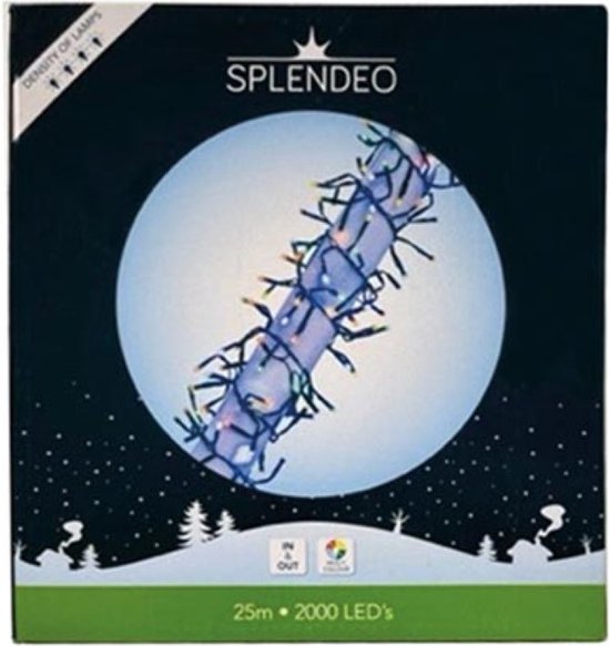 Extreme density lightchain - 2000 leds - veelkleurig - zwarte kabel ...
