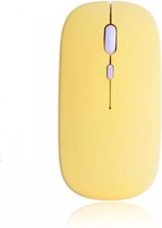 Souris sans fil RujorTech de couleur jaune 2,4 G - Rechargeable - Souris Bluetooth sans fil - Souris d'ordinateur - Ordinateur portable - Universelle - Ergonomique - 4 boutons - Silencieuse