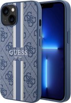 Guess PU 4G Stripes hardcase voor iPhone 13, blauw (MagSafe)
