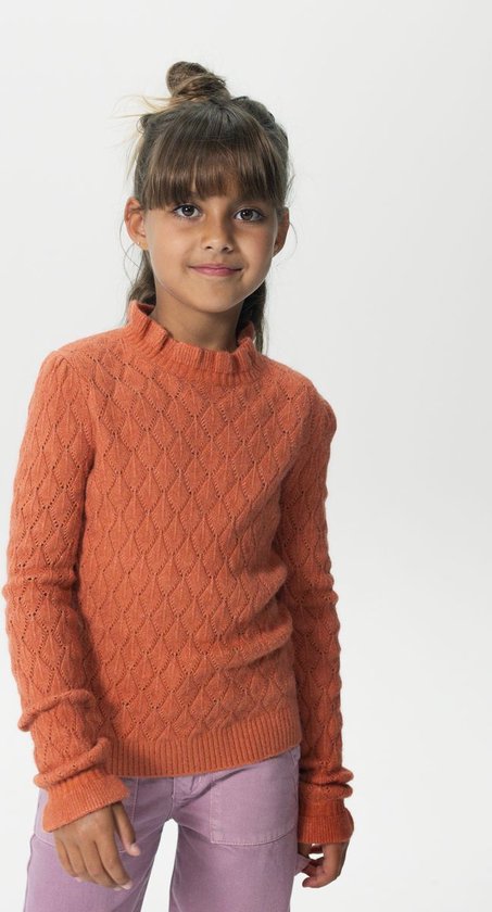 Sissy-Boy - Oranje ajour gebreide trui met mock neck