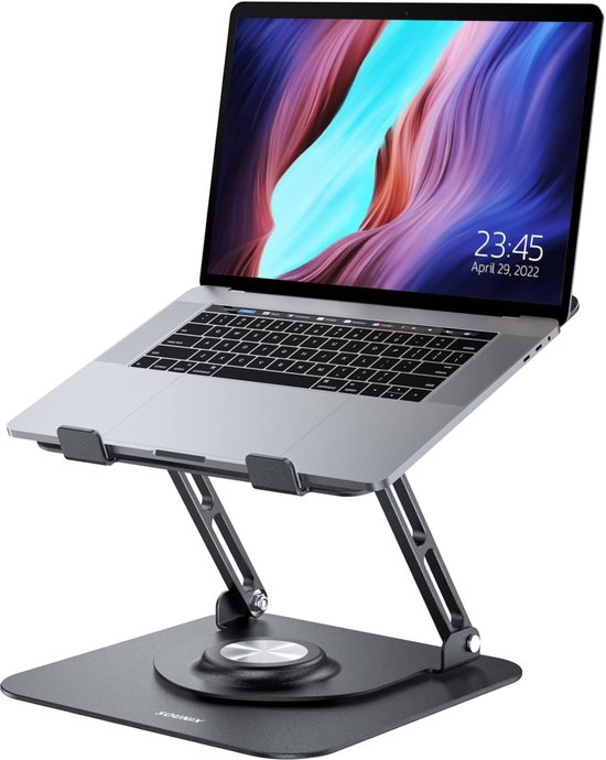 Sounix Laptop Standaard Ergonomisch - 360* Draaibaar - Universeel 10 tot 17 inch - Aluminium - Alle laptops - Ergonomisch - Zwart