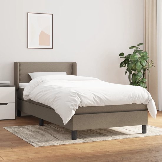 The Living Store Boxspringbed - Taupe - 193 x 93 x 78/88 cm - Pocketvering Matras - Middelharde Ondersteuning