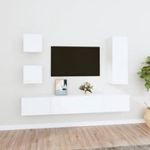 The Living Store TV-meubelset Klassiek - Televisiekastenset 30.5x30x30 cm - 30.5x30x90 cm - 80x30x30 cm - Wit