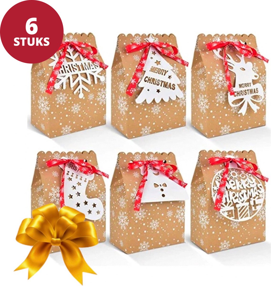 Kerst Verpakking 6 stuks Kerst Doos Cadeau Verpakking Zakjes