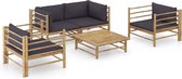 The Living Store Bamboe Lounge Corner - Coussins épais - Design modulaire - kussen gris foncé - Dimensions - 70x70x60 cm