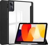Case2go - Tablet hoes geschikt voor Xiaomi Redmi Pad SE (2023) - Acrylic Trifold case met Pencil houder - Zwart