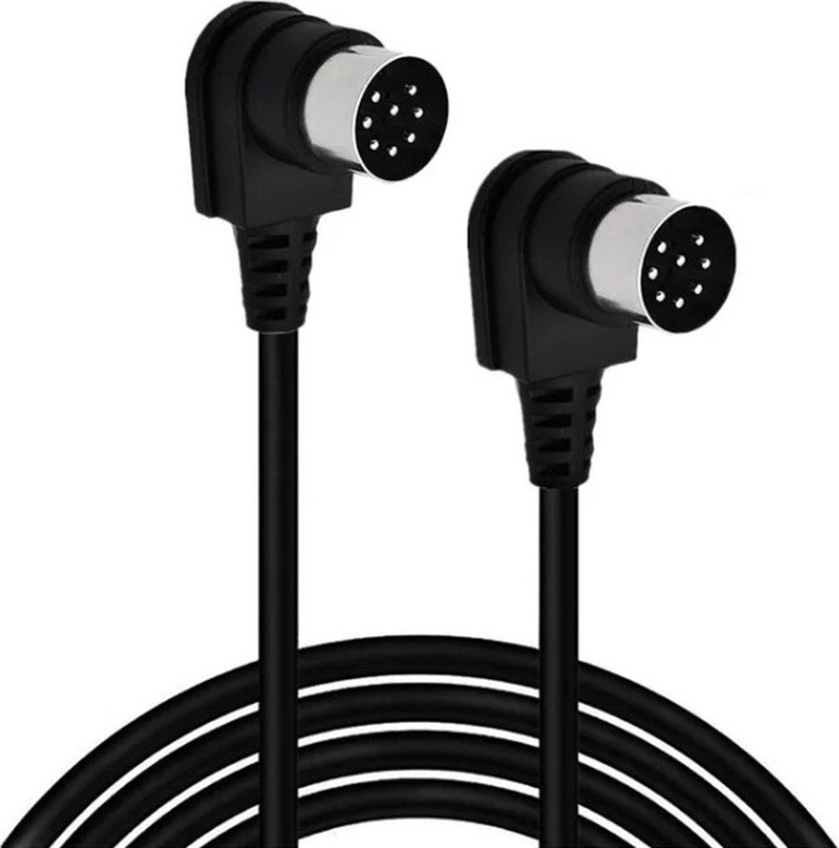 DIN 8-pins luidspreker kabel - haaks / zwart - 1,5 meter