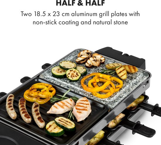 Sirloin raclette 1500W aluminium / steen 8 personen controle-LED — afbeelding 2