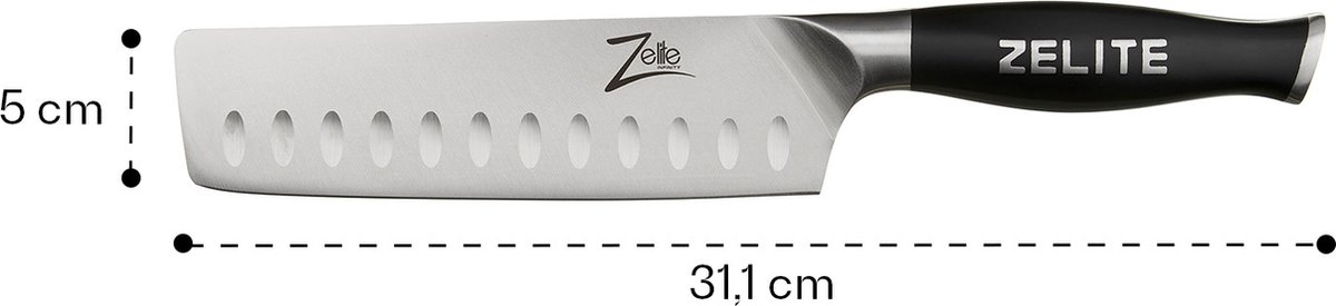 Zelite Nakiri Koksmes, Profi-mes van Duits roestvrij staal, Japans geïnspireerde scherpe messen voor keuken, Scherp koksmes voor snijden hakken versnijden, 17,8 cm keukenmes scherp