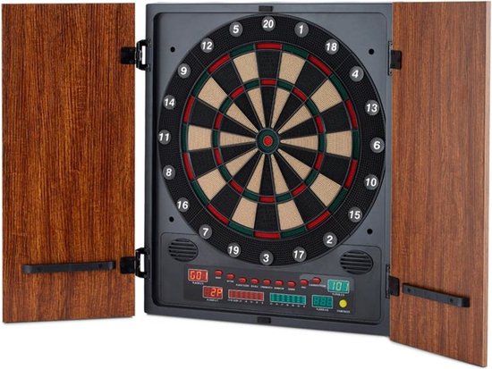 OneConcept - Dartmaster 180 elektronisch dartbord, E-Darts, dartbord voor maximaal 8 spelers, virtuele tegenstander, leddisplays, 12 darts, bruin van OneConcept — afbeelding 3