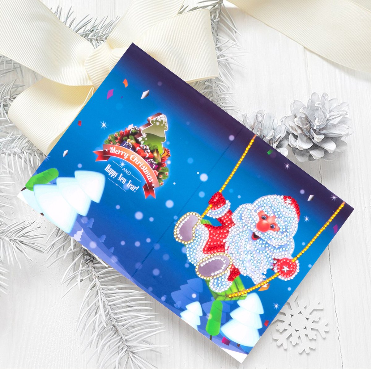 Huntex Diamond Painting Kerstkaarten - 8 Stuks 13x18cm - Complete Set — afbeelding 11