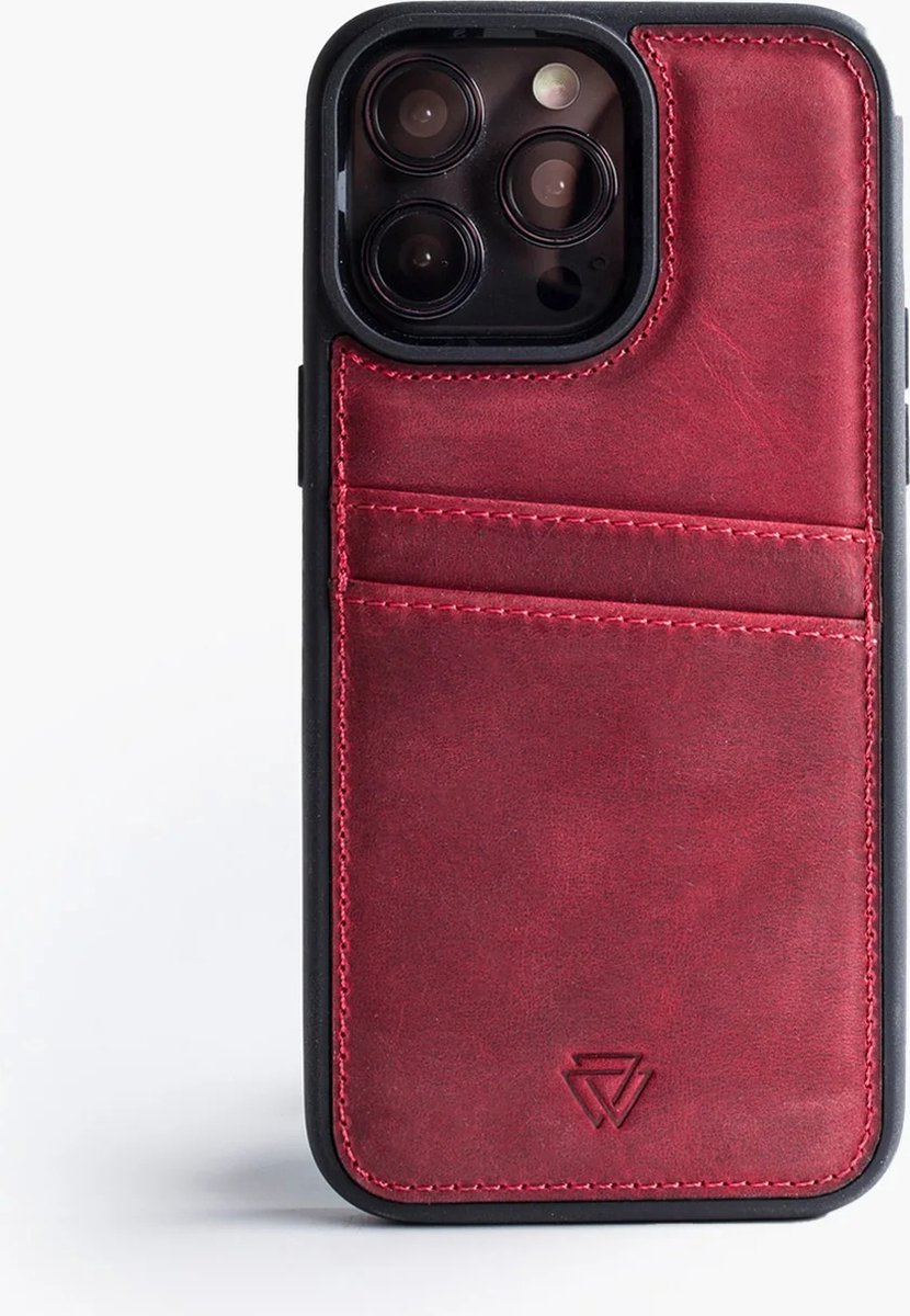 Wachikopa leather Back Cover C.C. Case for iPhone 14 Pro Red