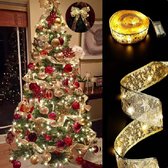 Ruban d'arbre de Noël - Or - 5 mètres - avec éclairage LED - Éclairage de Noël