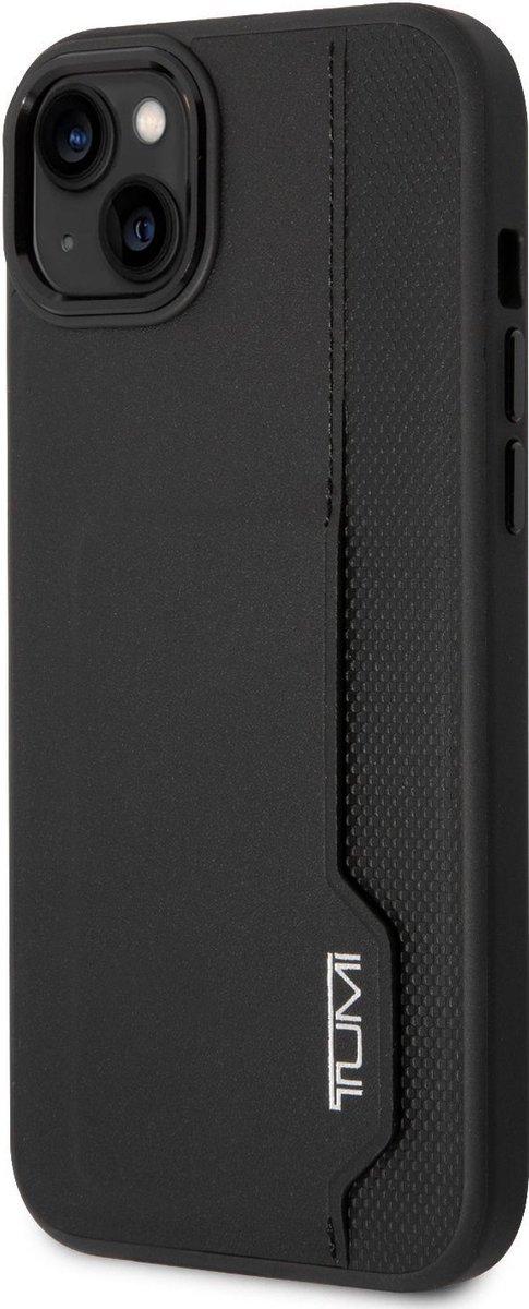 TUMI Leather Card Slot Case for iPhone 14 Plus Black